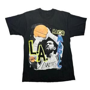 Magic Johnson Graffiti Los Angeles Lakers T-Shirt Medium Black Nba